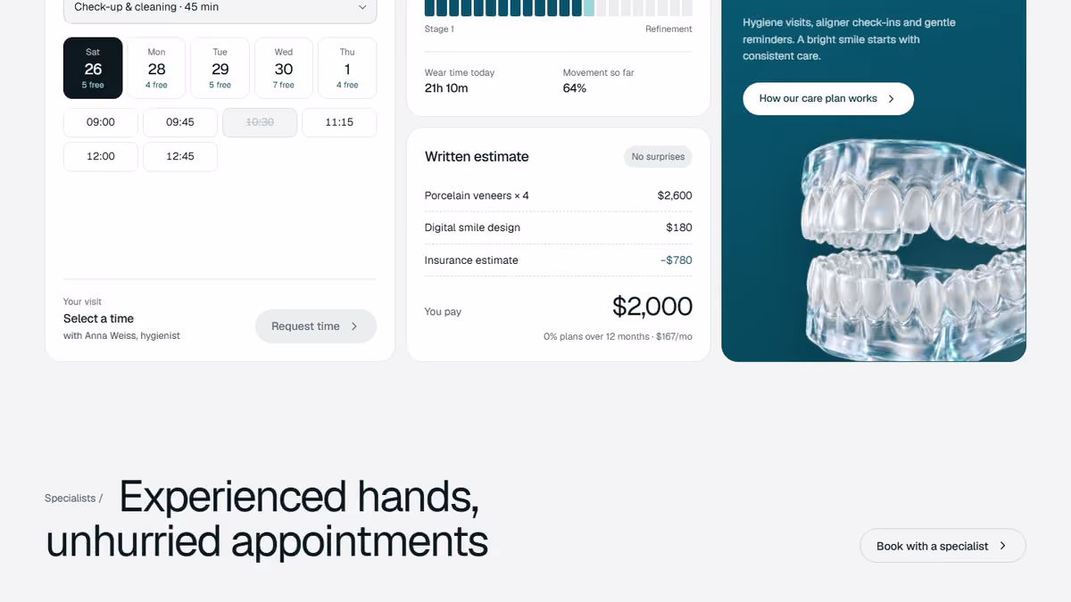 Booking, aligner stages and estimate