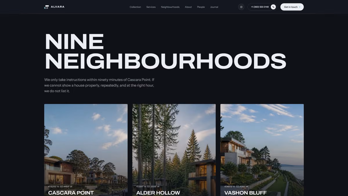 Neighbourhoods index, with coordinates and median guide prices